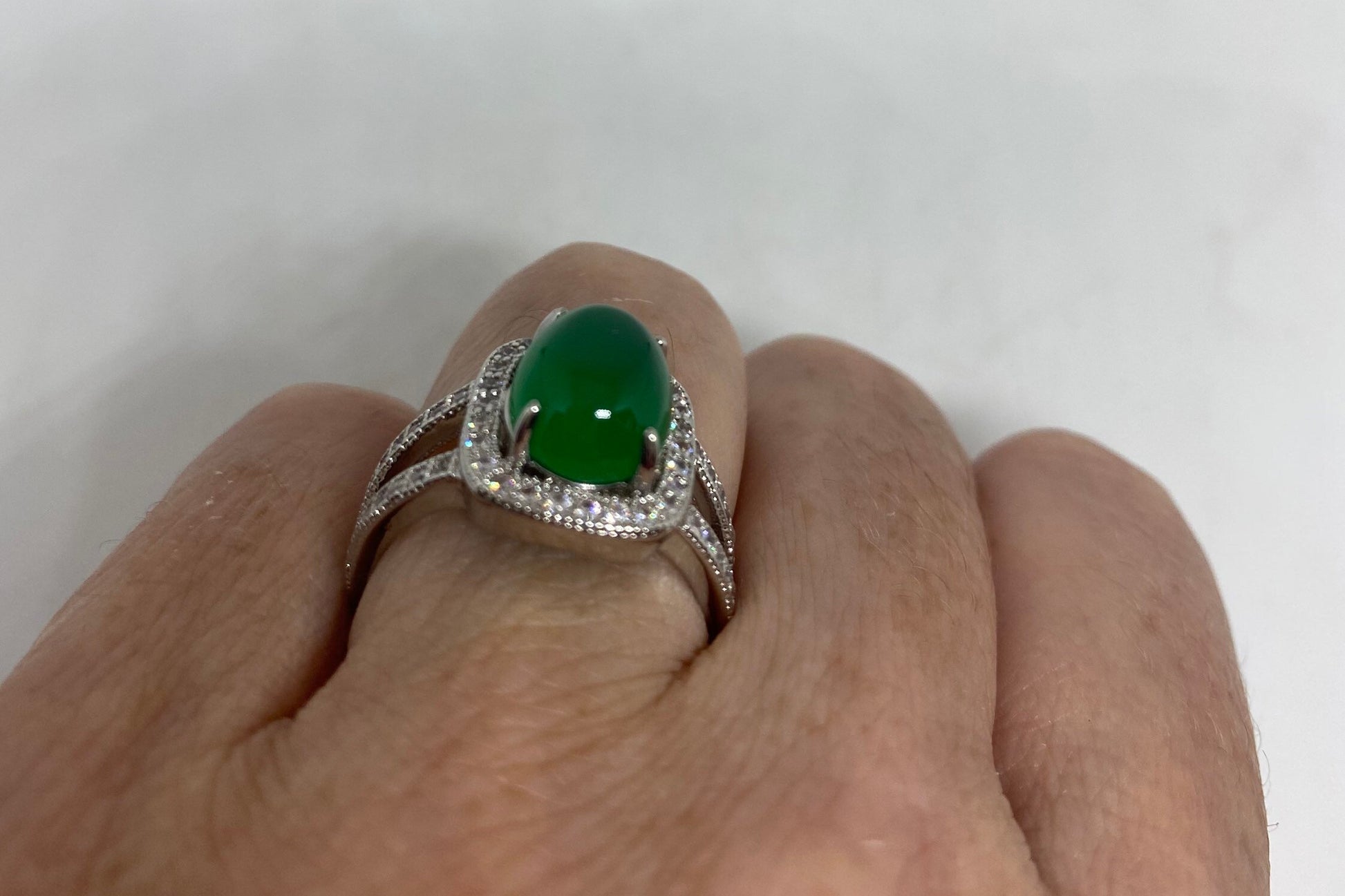 Vintage Lucky Green Nephrite Jade Ring