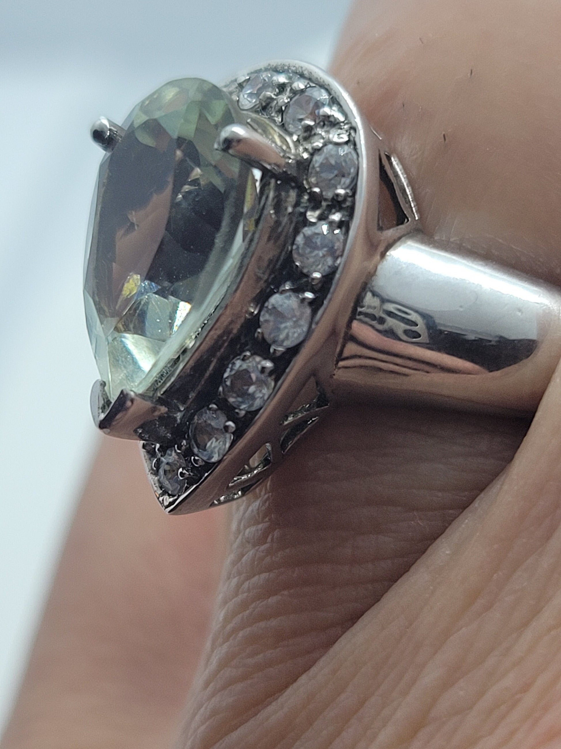 Vintage Smoky Quartz with White Topaz Ring in 925 Sterling Silver