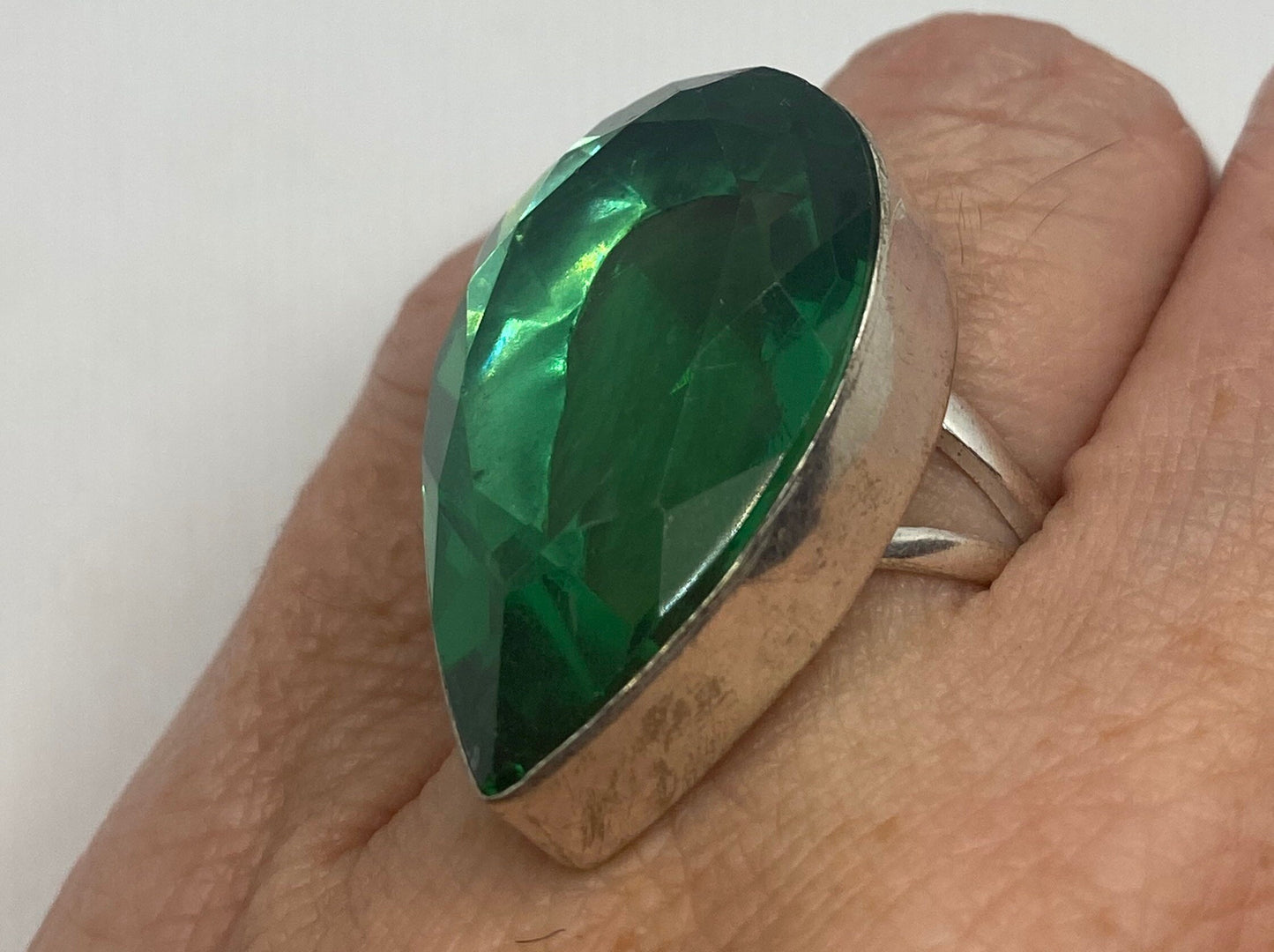 Vintage Green Antique Glass Cocktail Ring