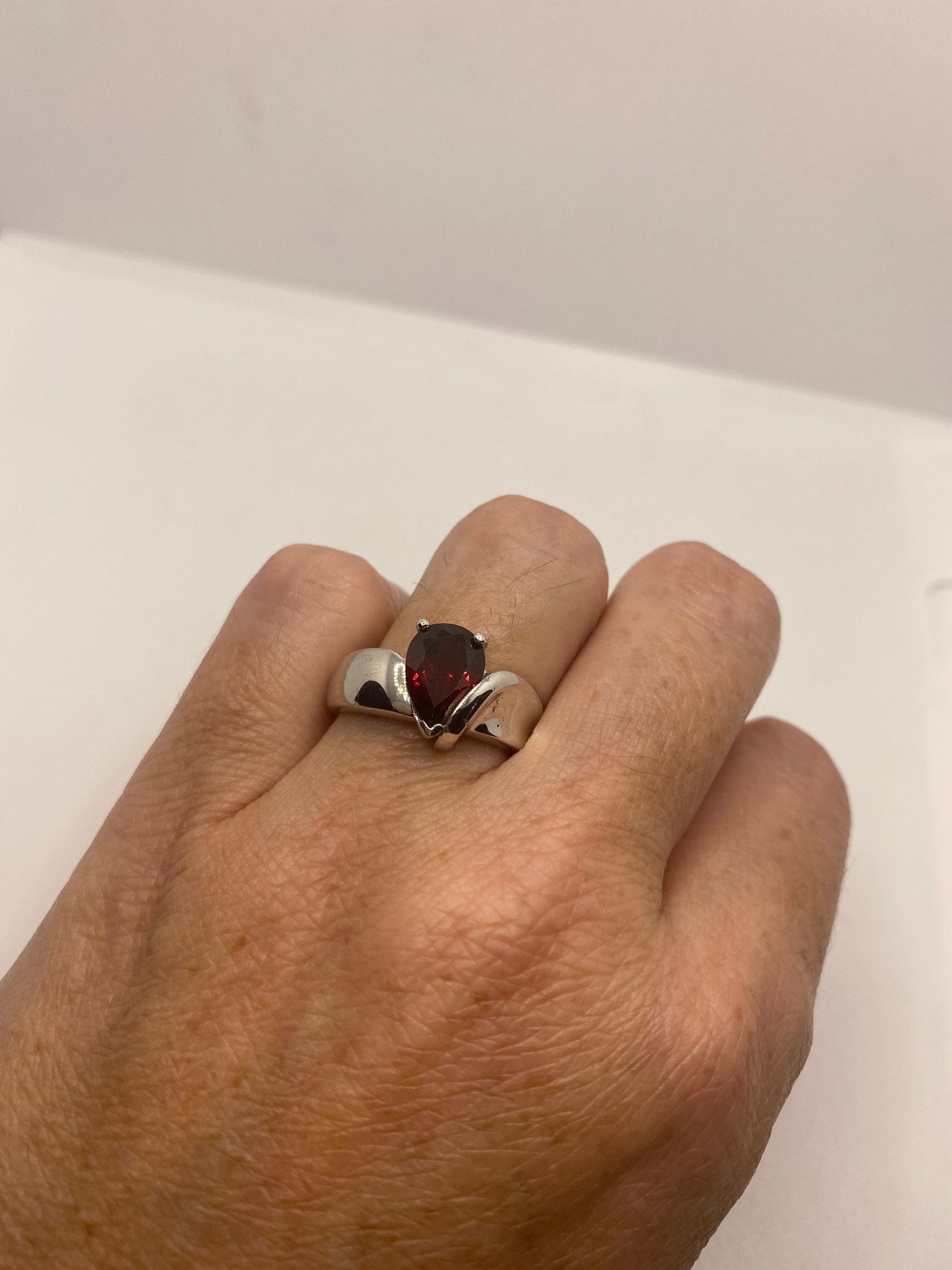 Vintage Garnet Ring 925 Sterling Silver