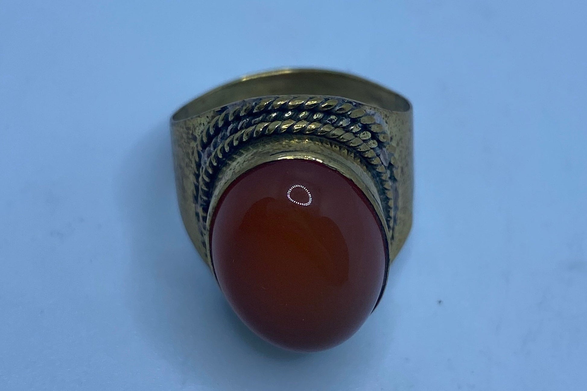 Vintage Orange Carnelian Brass Antique Ring