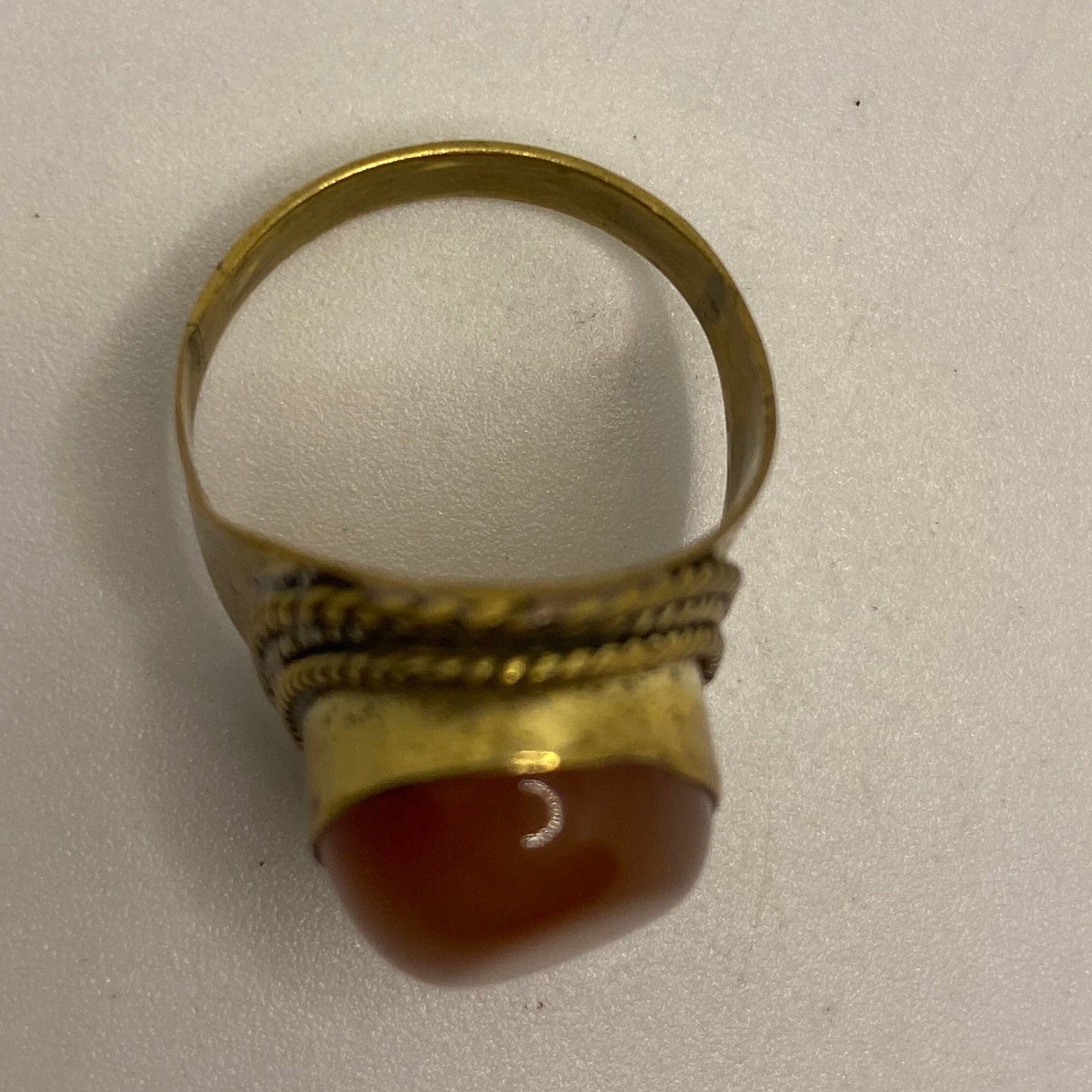 Vintage Orange Carnelian Brass Antique Ring