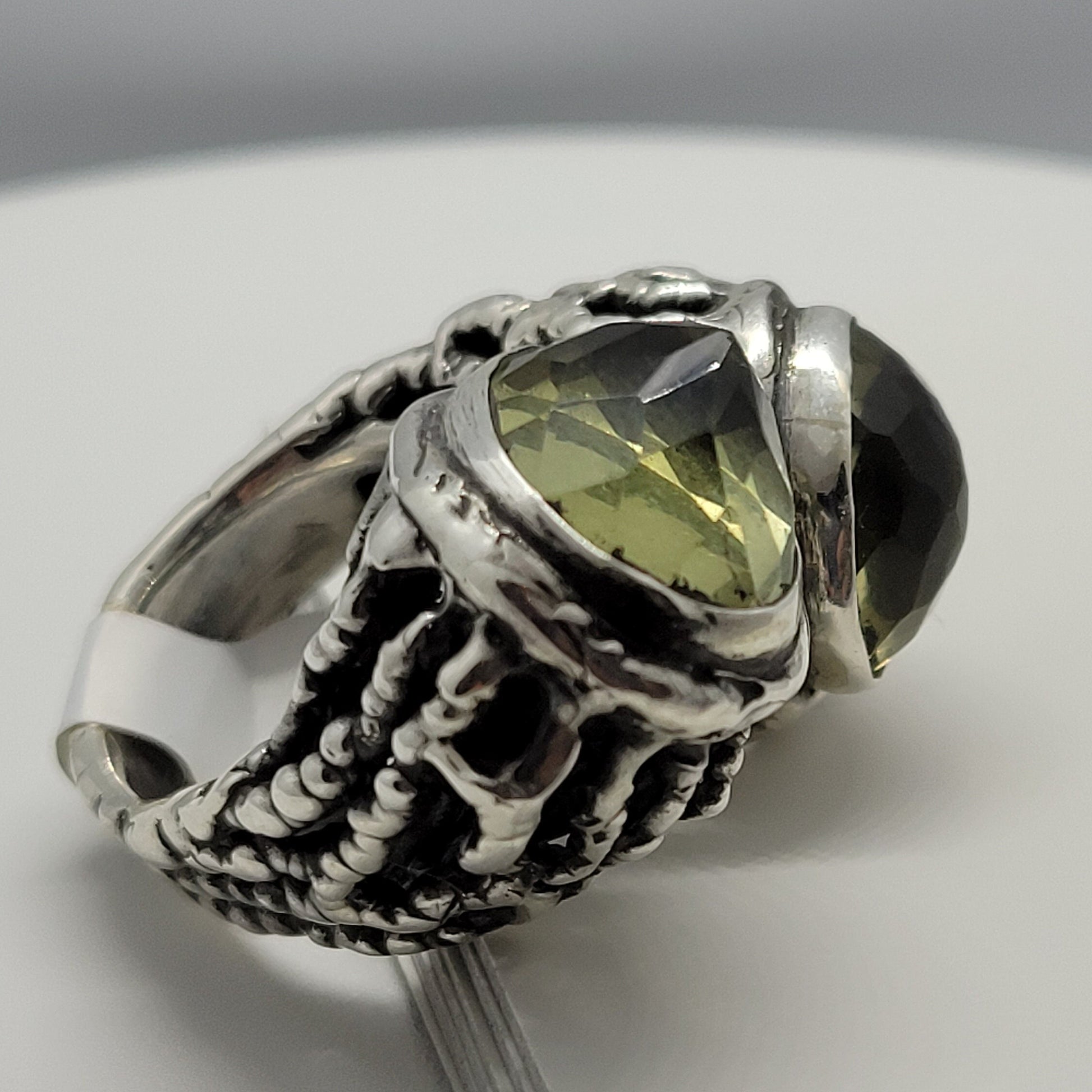 Vintage Lemon Quartz Ring in 925 Sterling Silver with Genuine Lemon Quartz Genuine Diamond Revival Collection