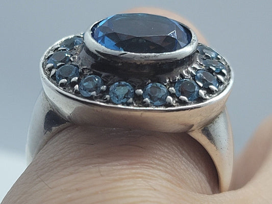 Vintage Blue Topaz on Blue Topaz in 925 Sterling Silver