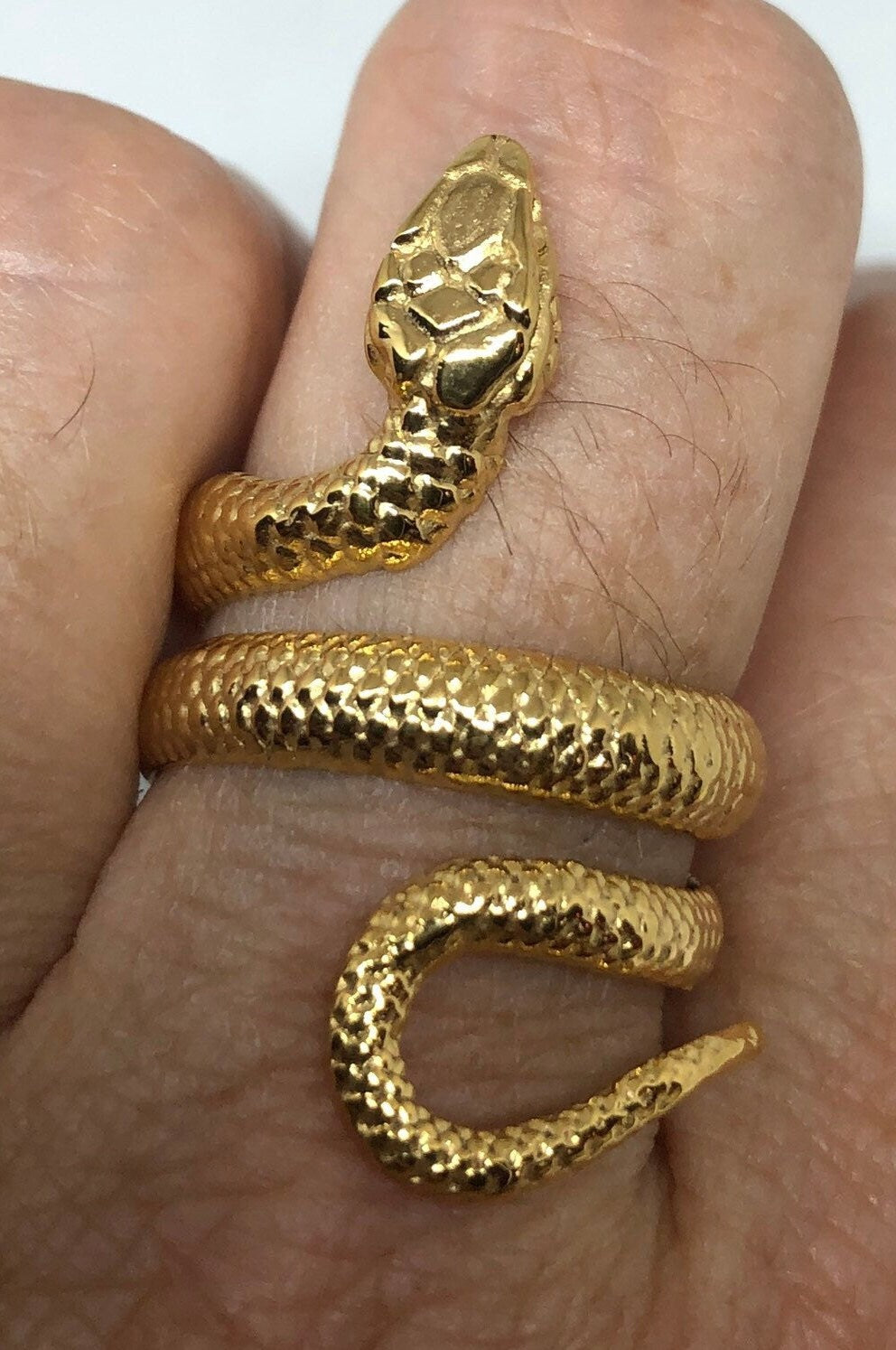 18k Gold Finish Stainless Steel Snake Ring on hand