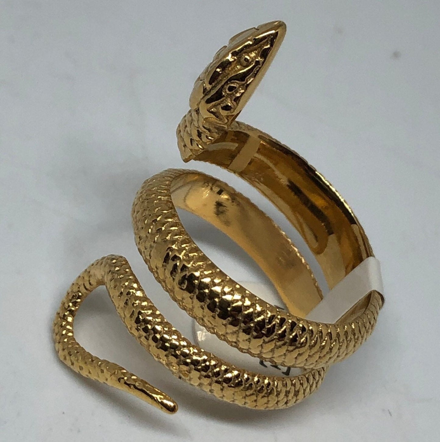 18k Gold Finish Stainless Steel Snake Ring on white background