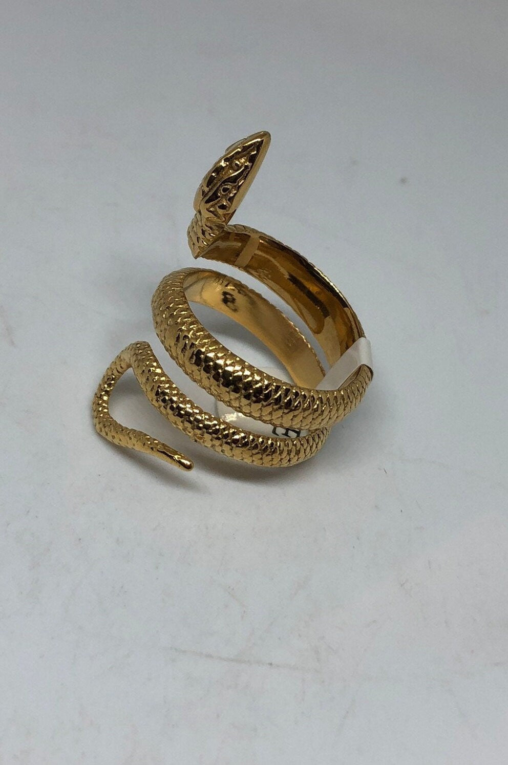 18k Gold Finish Stainless Steel Snake Ring on white