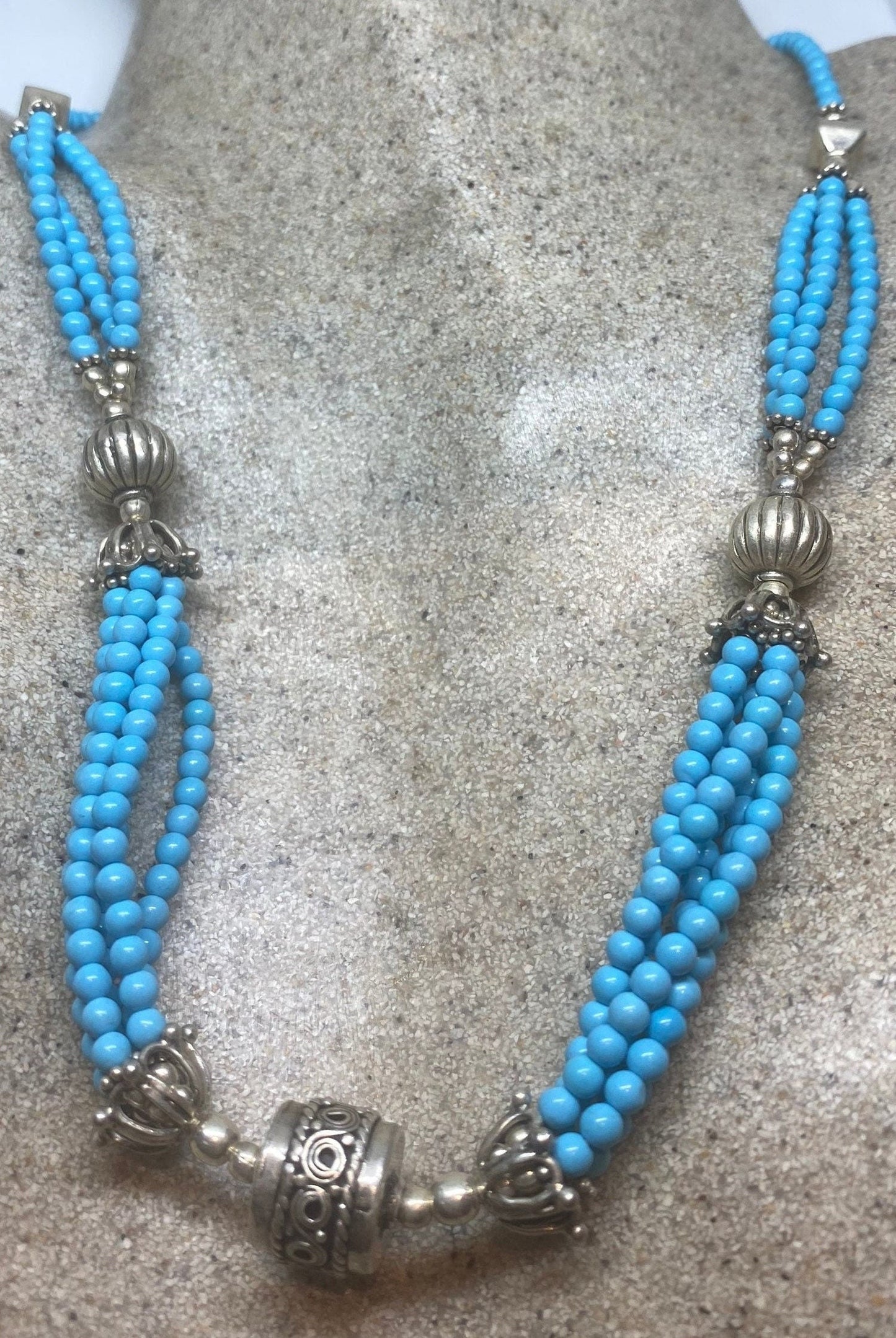 Vintage Moroccan Turquoise Necklace with 925 Sterling Silver