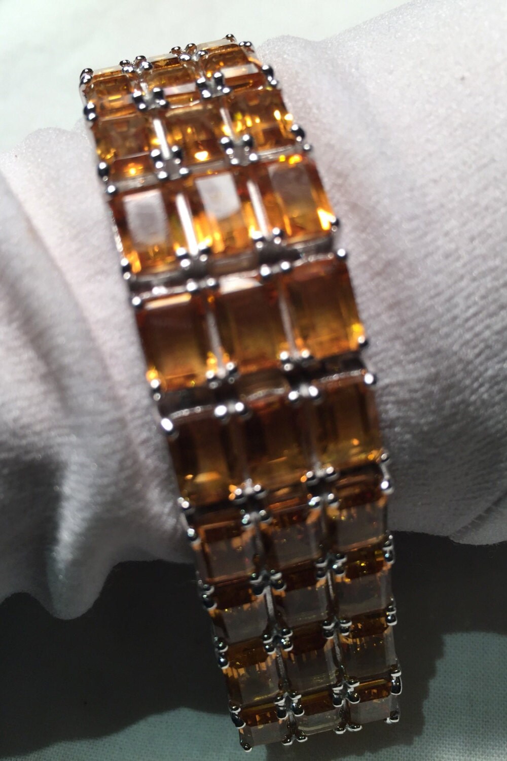 Vintage Gold Citrine Tennis Bracelet in 925 Sterling Silver