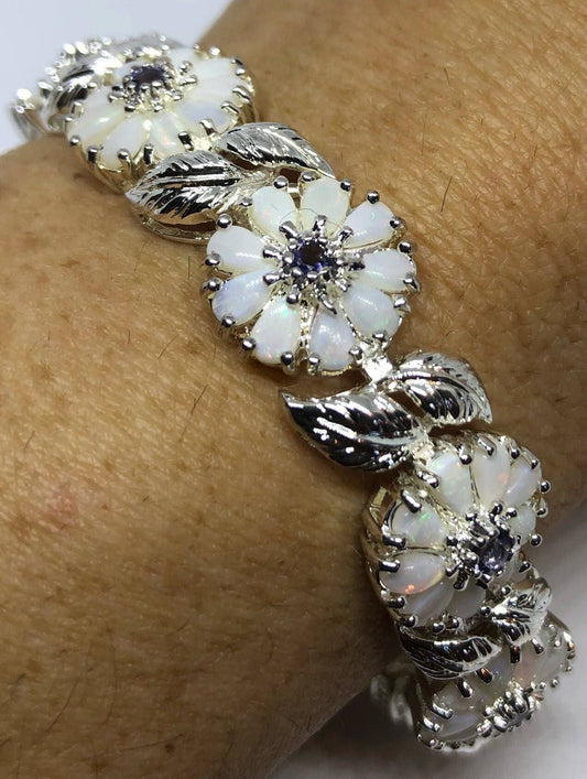 Vintage Opal Flower Bracelet 925 Sterling Silver