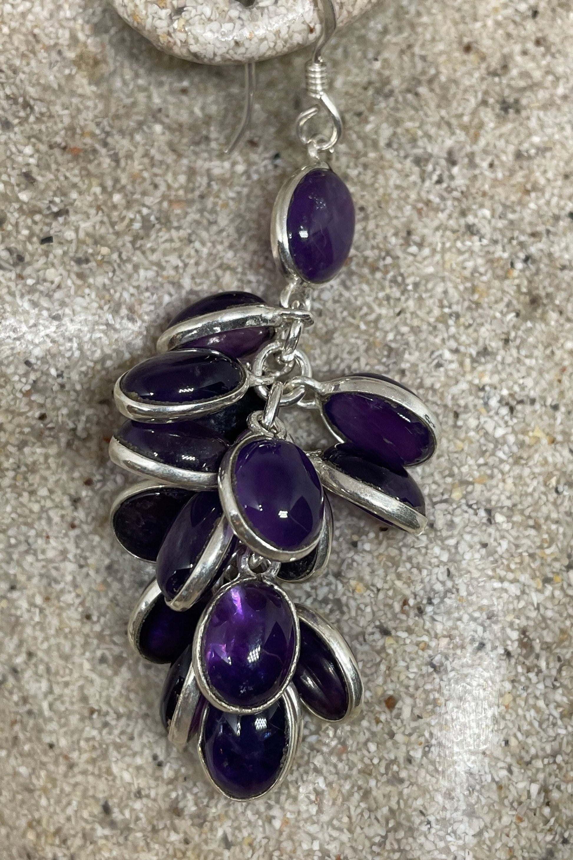Vintage Purple Amethyst 925 Sterling Silver Chandelier Earrings