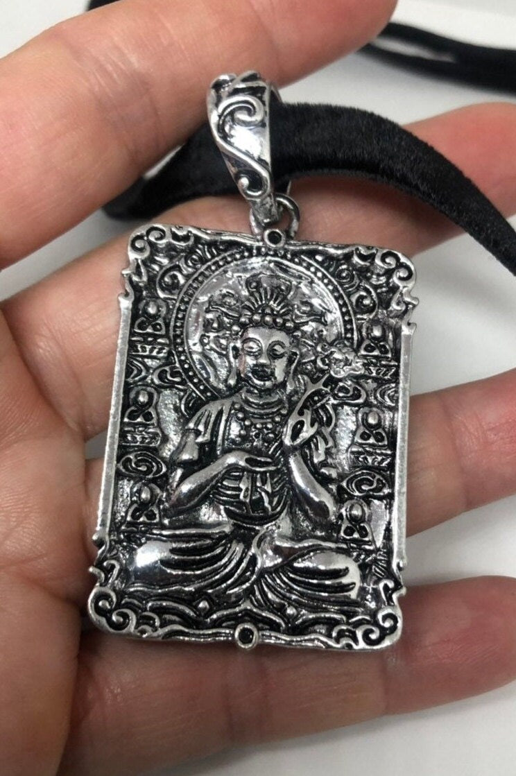 Vintage Silver Bronze Buddha Amulet Pendant
