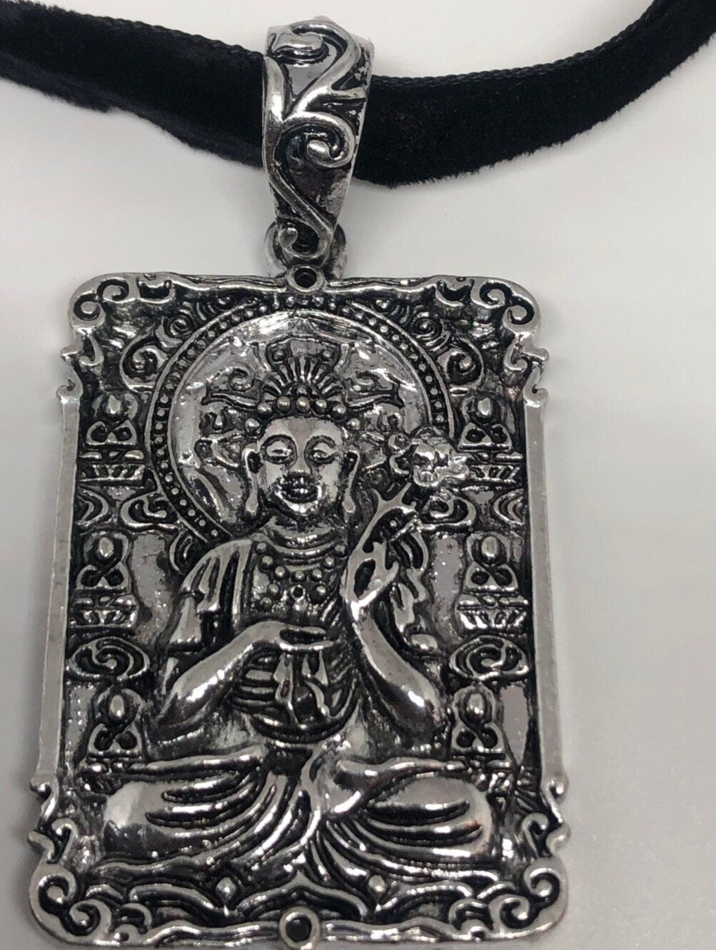 Vintage Silver Bronze Buddha Amulet Pendant