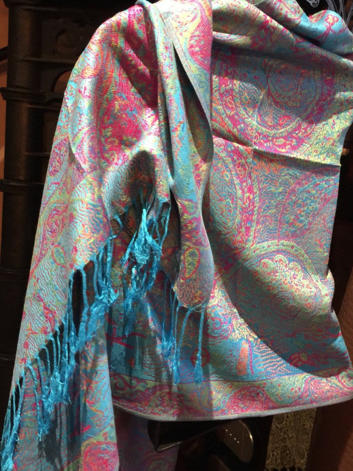 Vintage Paisley Brocade Pashmina Scarf Wrap Shawl