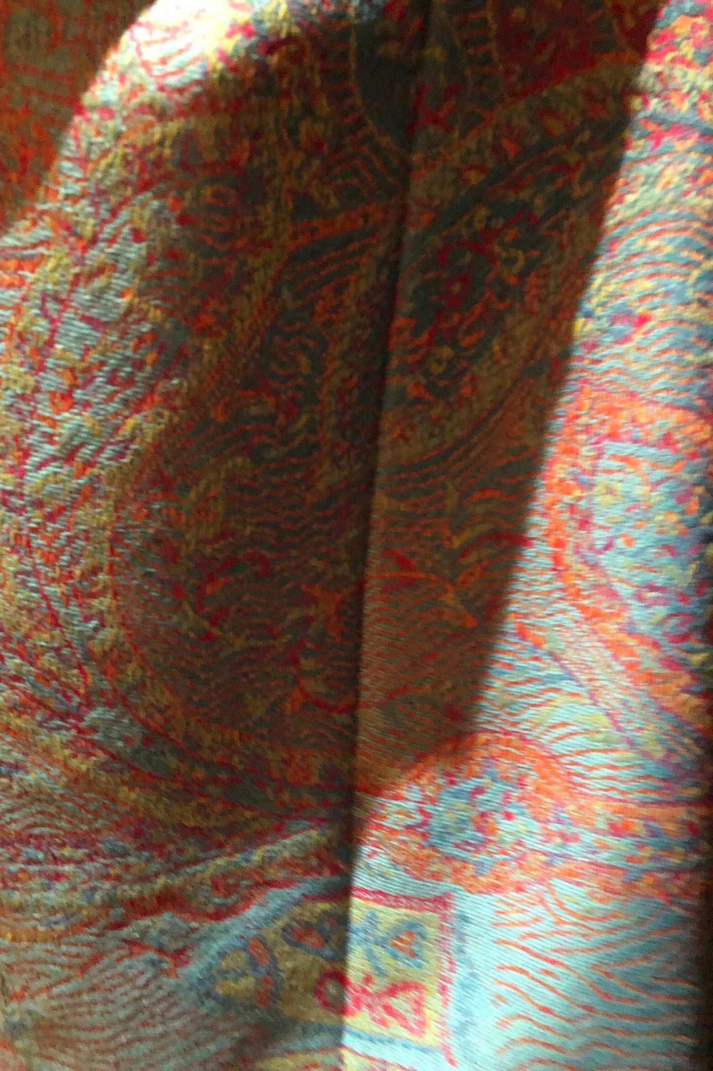 Turquoise Blue Vintage Paisley Brocade Pashmina Scarf Wrap Shawl