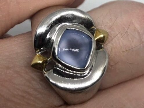 Vintage Pale Blue Calcedony in 925 Sterling Silver Ring
