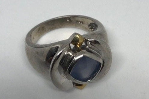 Vintage Pale Blue Calcedony in 925 Sterling Silver Ring