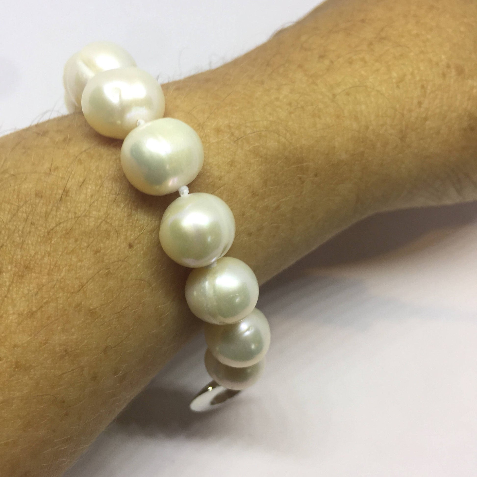 Vintage Pearl Bracelet in 925 Sterling Silver with Heart Toggle