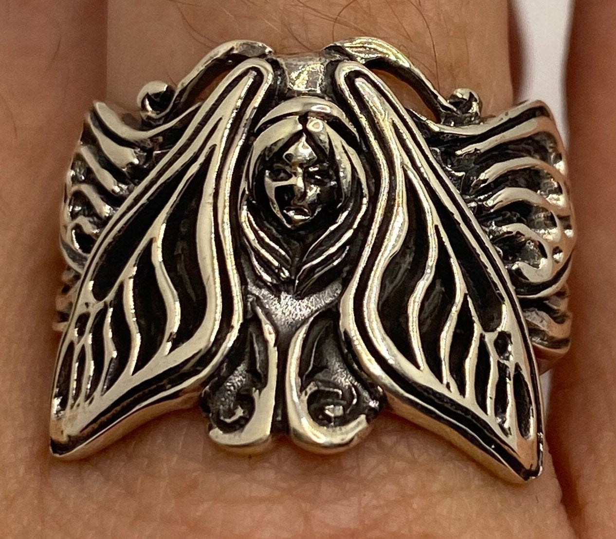 925 Sterling Silver Fairy Moth Deco Goddess Ring