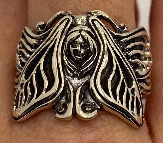 925 Sterling Silver Fairy Moth Deco Goddess Ring