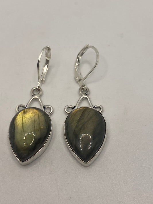 Vintage Labradorite Silver Dangle Earrings