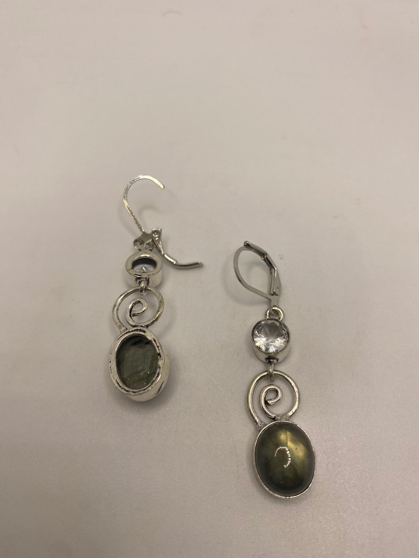 Vintage Labradorite Silver Dangle Earrings