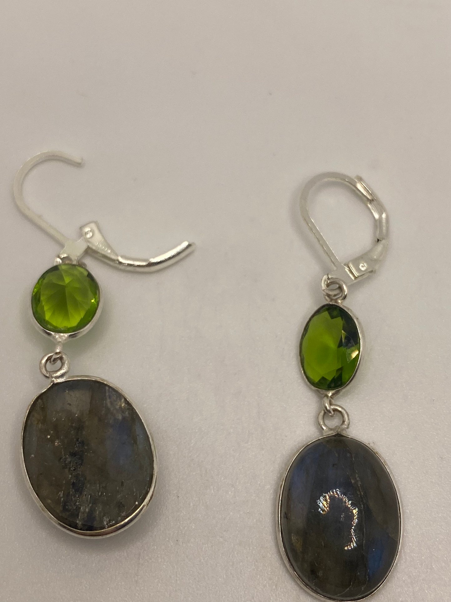 Vintage Labradorite Silver Dangle Earrings