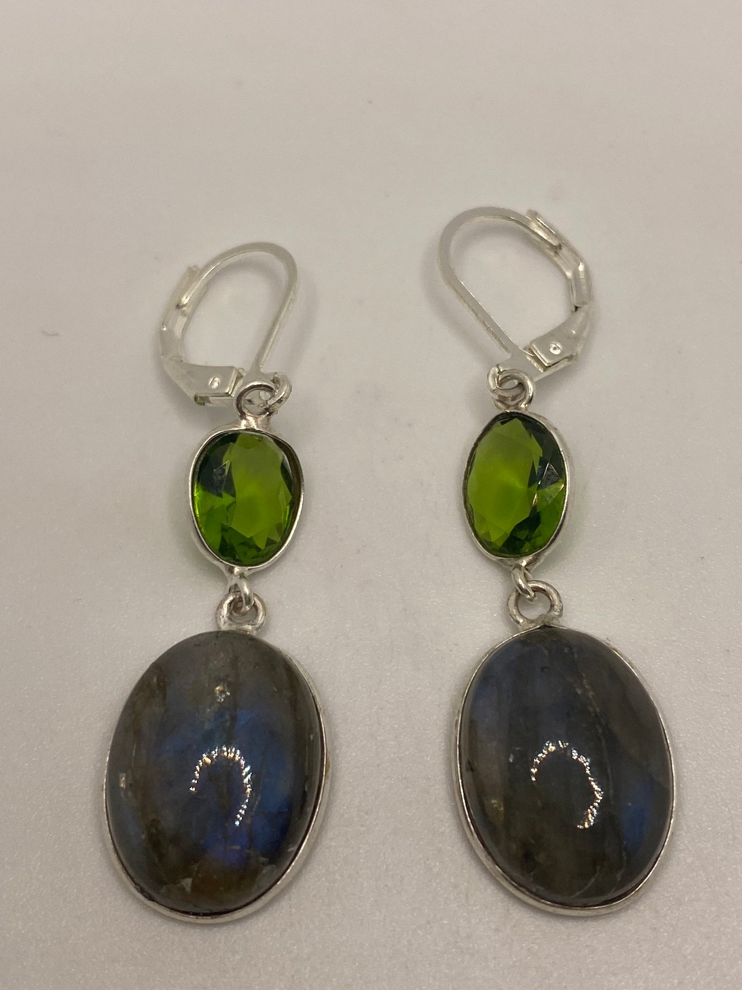 Vintage Labradorite Silver Dangle Earrings