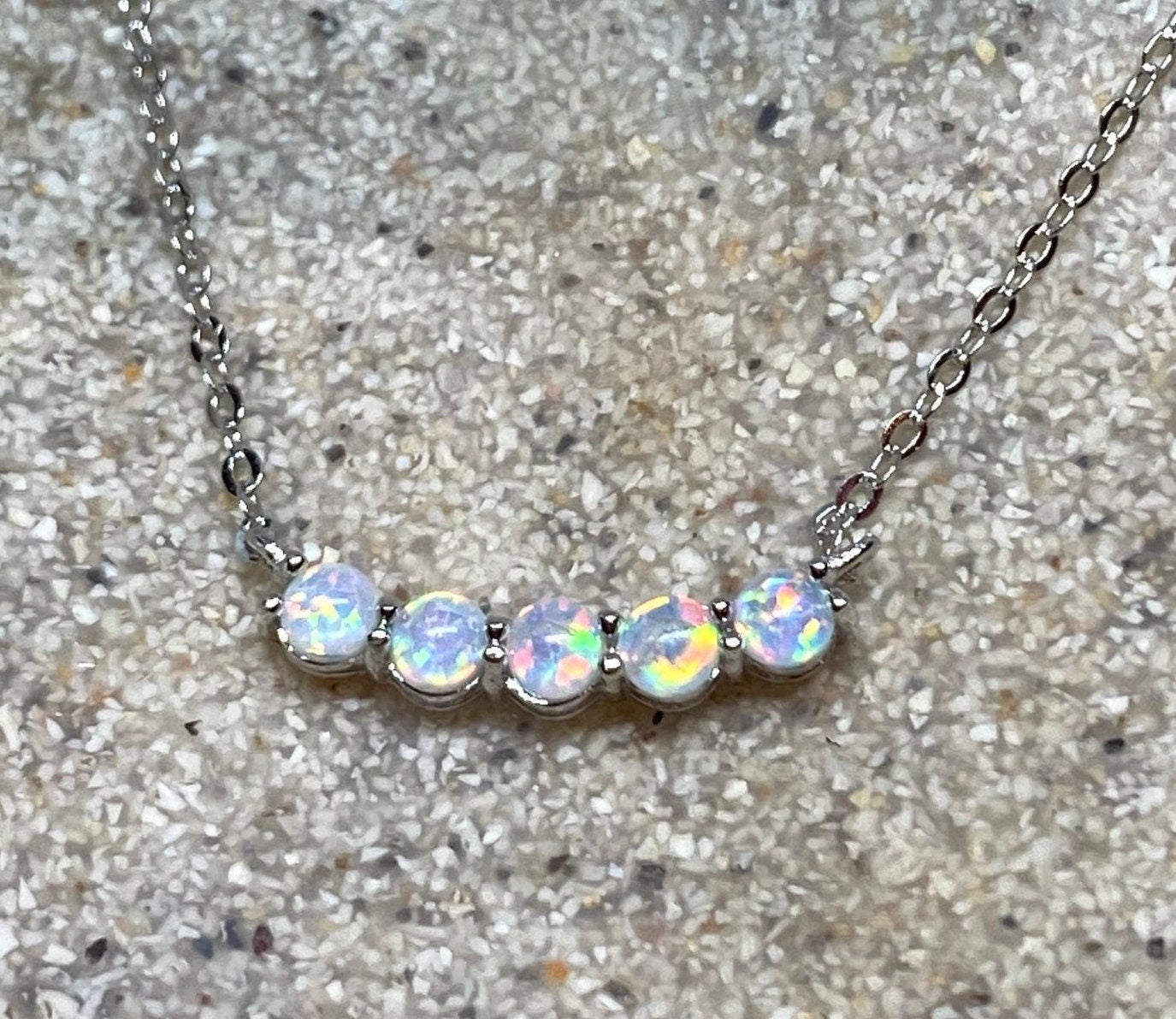 Vintage White Opal Choker 925 Sterling Silver Pendant Necklace