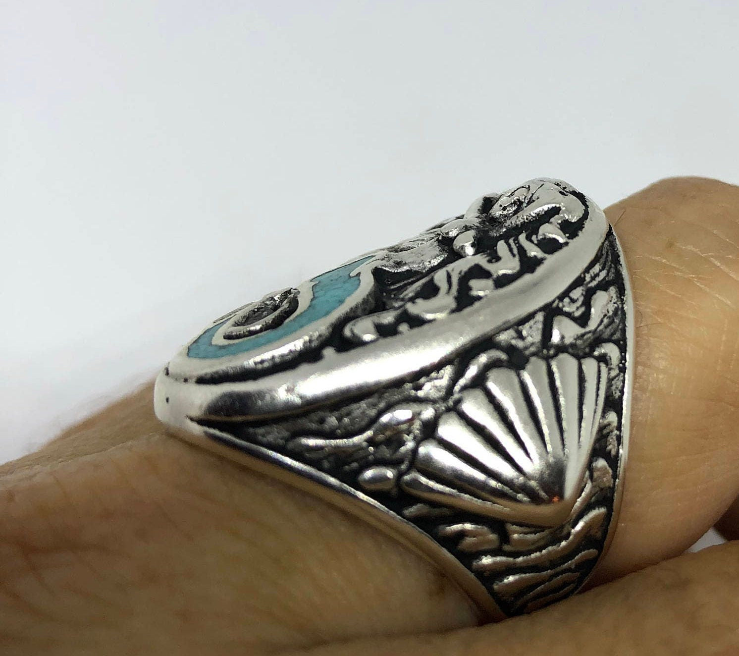 Vintage Southwestern Turquoise Mermaid Ring