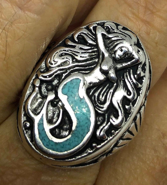 Vintage Southwestern Turquoise Mermaid Ring