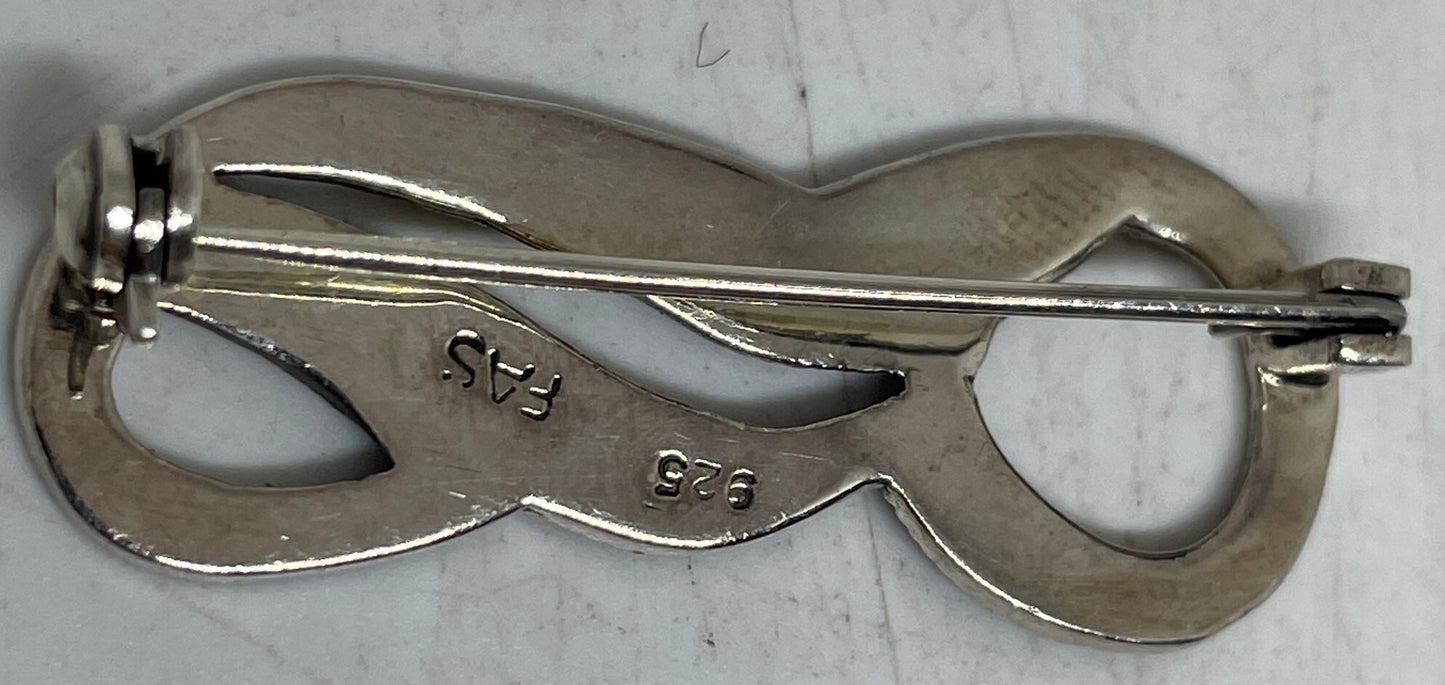 Vintage Pin Marcasite 925 Sterling Silver Brooch
