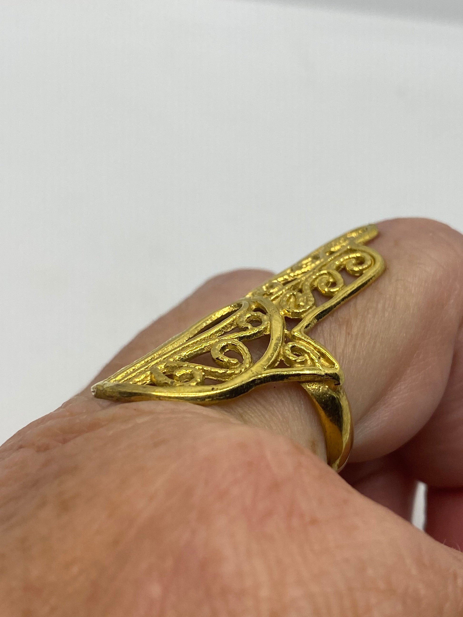 Vintage Hand of Fatima Filigree Brass Ring