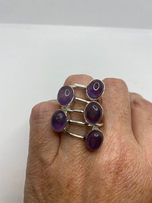 Vintage Genuine Purple Amethyst Ring Adjustable