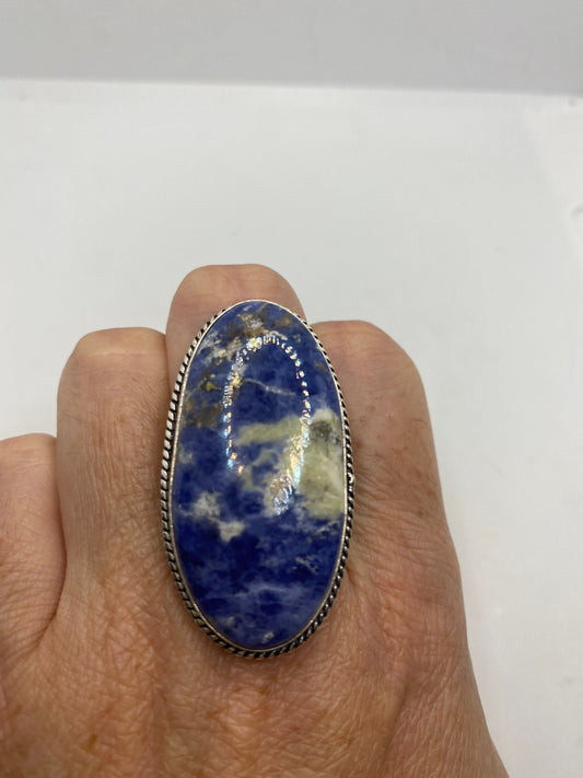 Vintage Blue Genuine Lapis Lazuli Ring Size 8