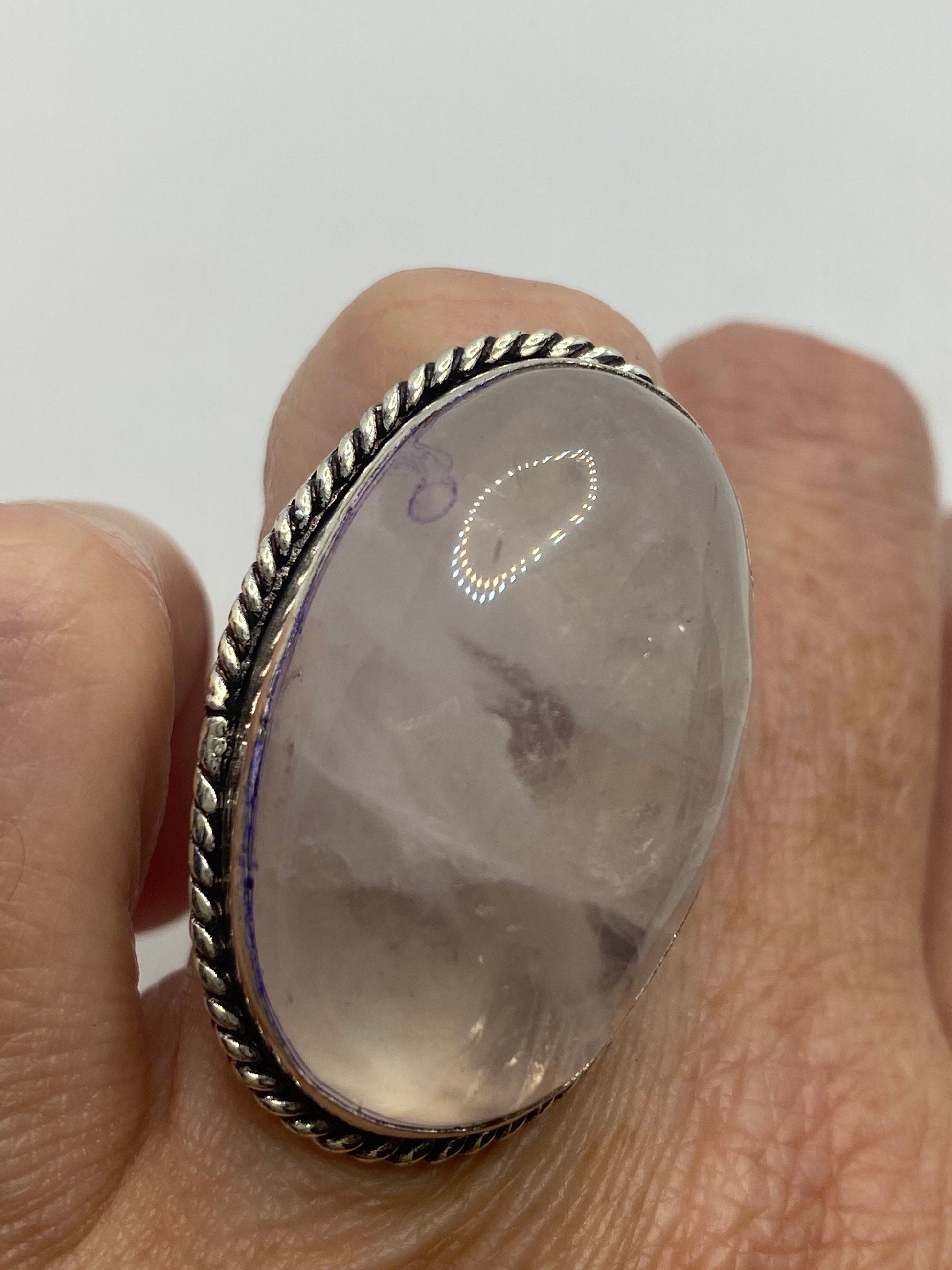 Vintage Genuine Rose Quartz Silver Ring