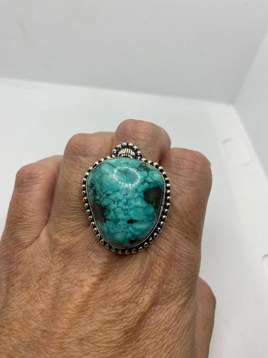 Vintage Blue Genuine Tibetan Turquoise Ring Size 9