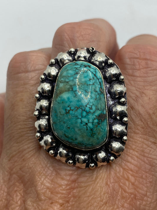 Vintage Blue Genuine Tibetan Turquoise Ring Size 9