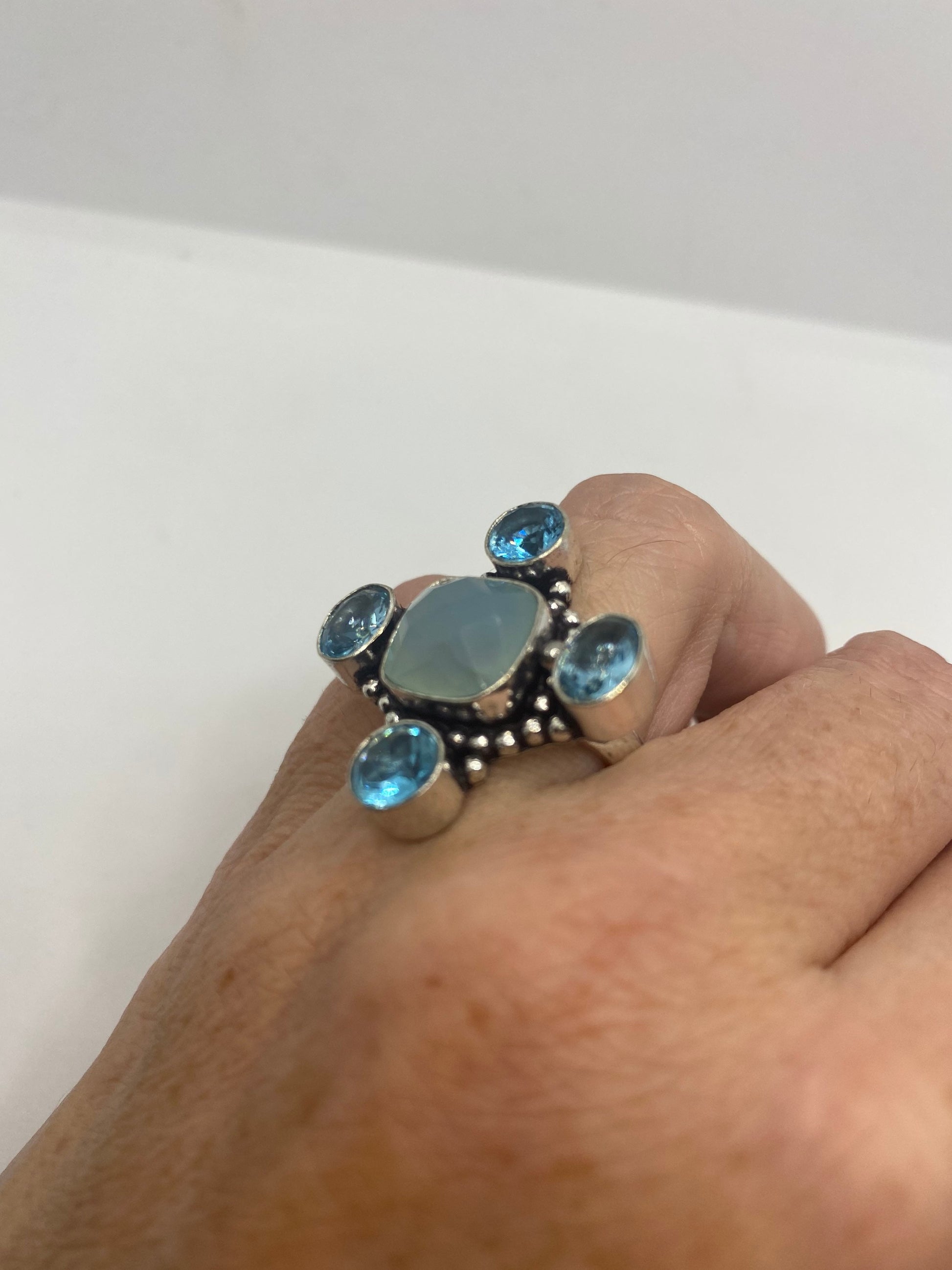 Vintage Blue Chalcedony Blue Topaz Ring