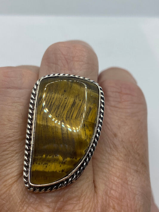 Vintage Tigers Eye Stone Silver Ring