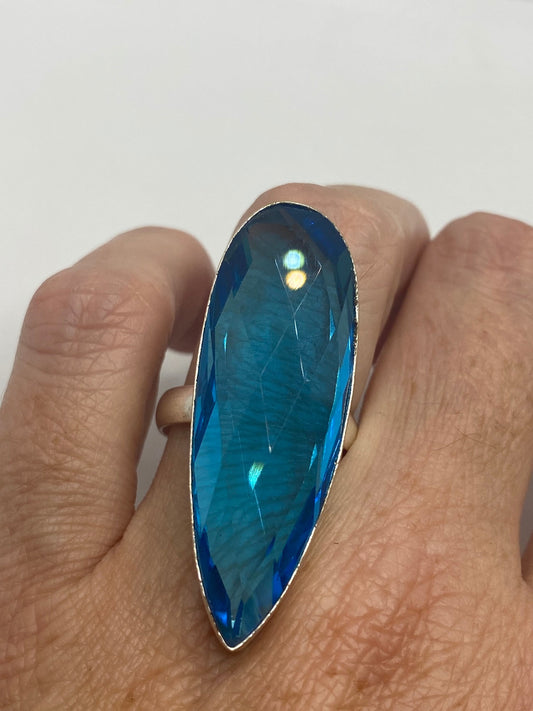 Vintage Aqua Art Glass Ring