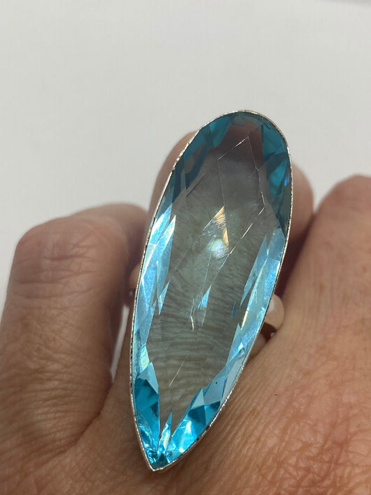 Vintage Aqua Art Glass Ring