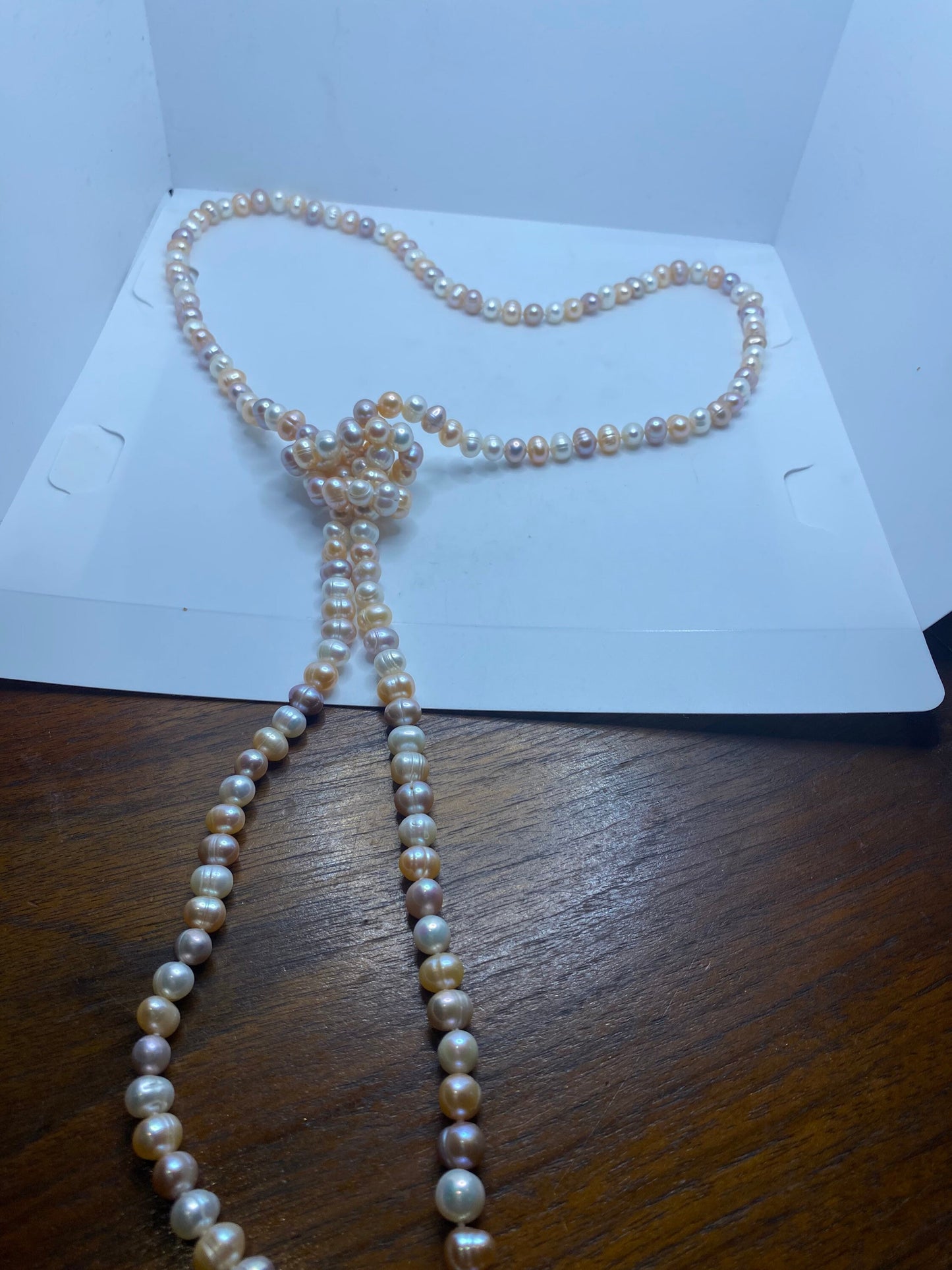 Vintage Hand Knotted Pink Pearl 48 in Necklace