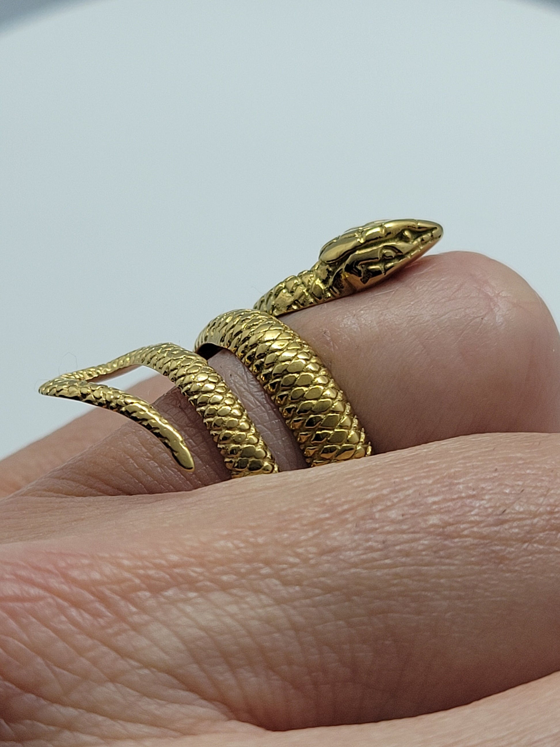 Vintage Snake Ring in 18k Gold Finished Stainless Steel