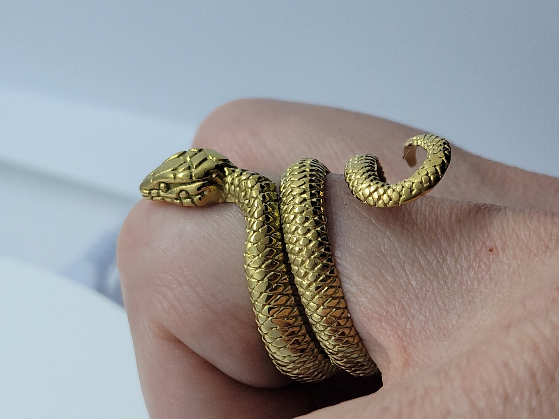 Vintage Snake Ring in 18k Gold Finished Stainless Steel