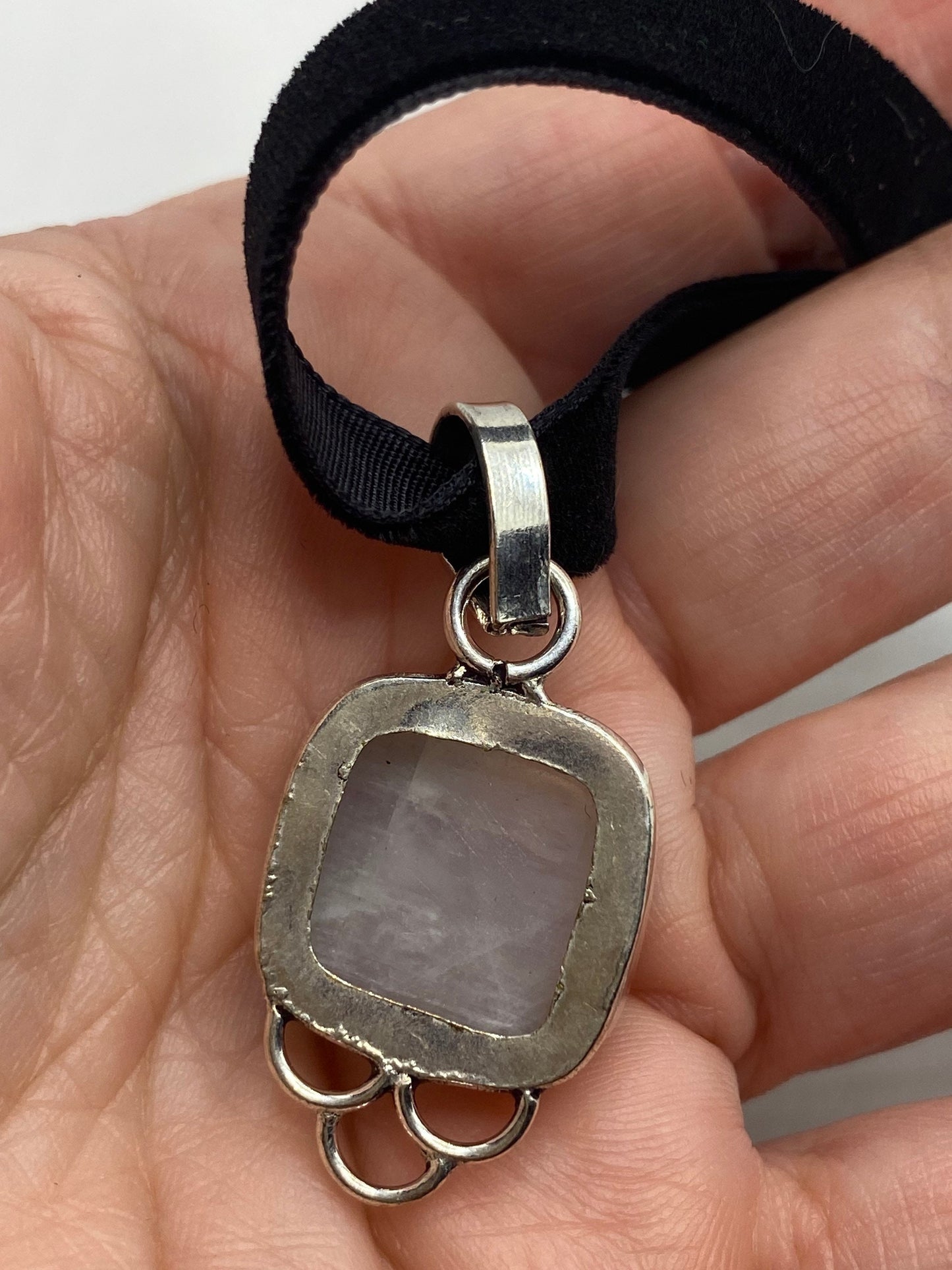 Vintage Cabochon Blue Rainbow Moonstone Choker Necklace