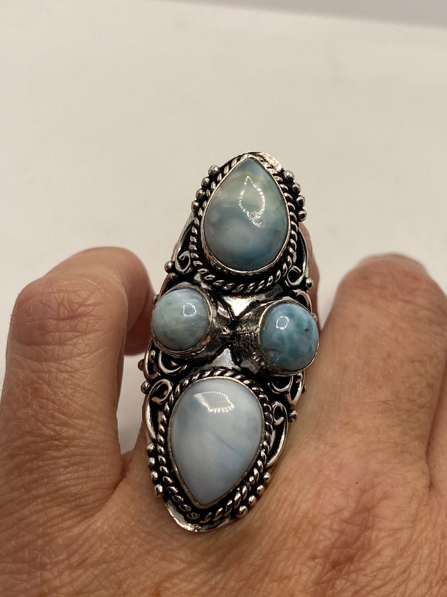 Vintage Aqua Blue Larimar Ring