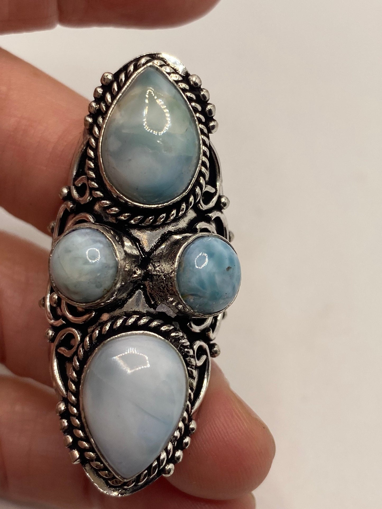 Vintage Aqua Blue Larimar Ring