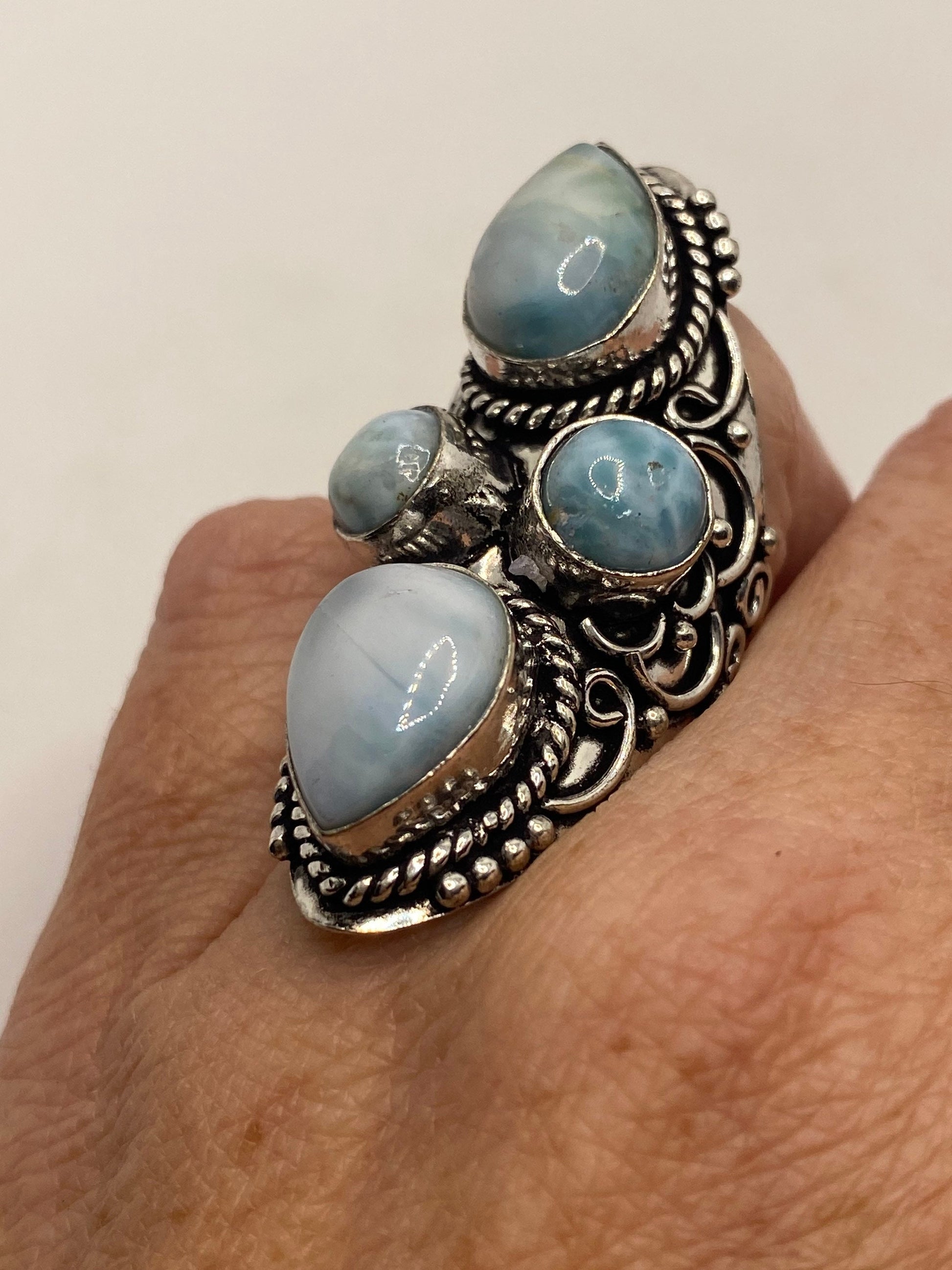 Vintage Aqua Blue Larimar Ring