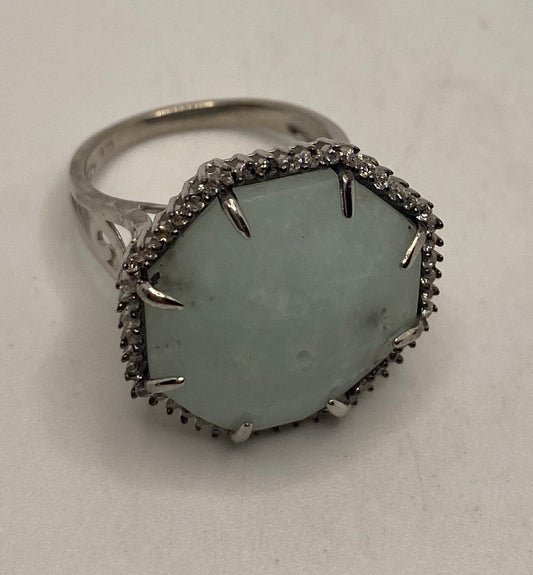 Vintage Green Aventurine Ring 925 Sterling Silver